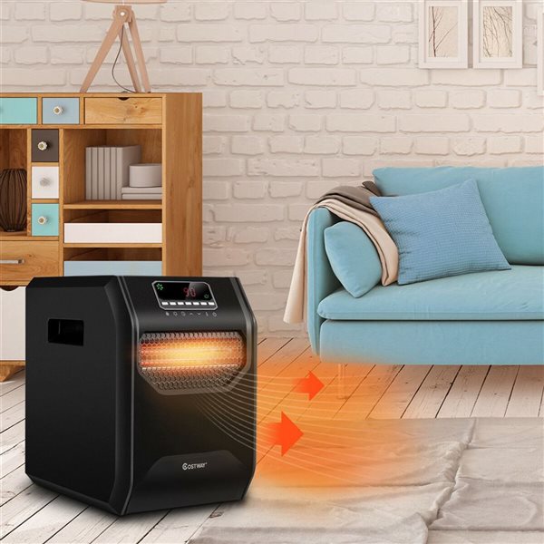 Costway 1500W Portable Electric Space Heater with 12H Timer and LED Remote Control