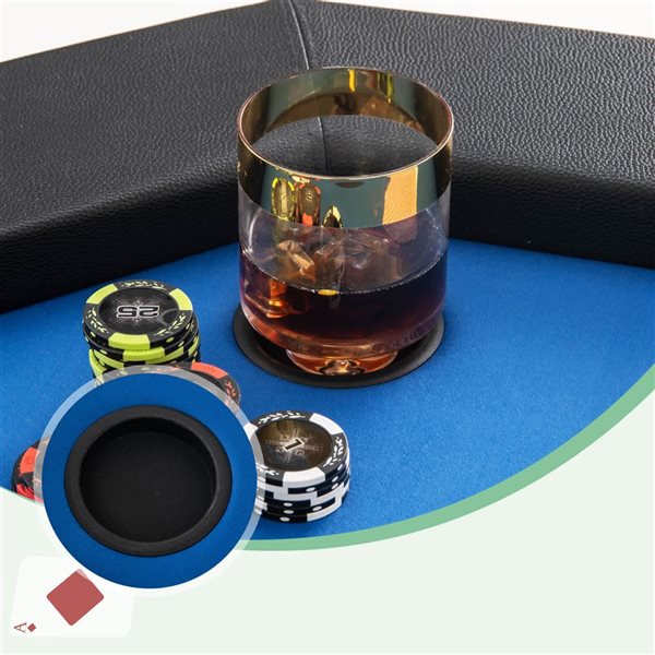 Costway 48-in Foldable 8-Player Portable Blackjack Texas Hold'em Poker Table - Blue