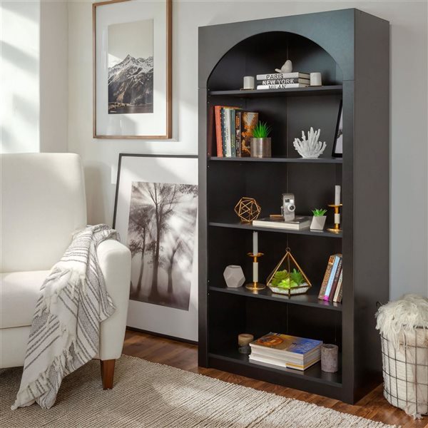 CorLiving Caldwell Arched Bookcase - Black