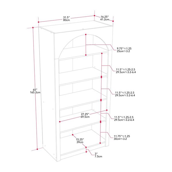 CorLiving Caldwell Arched Bookcase - White