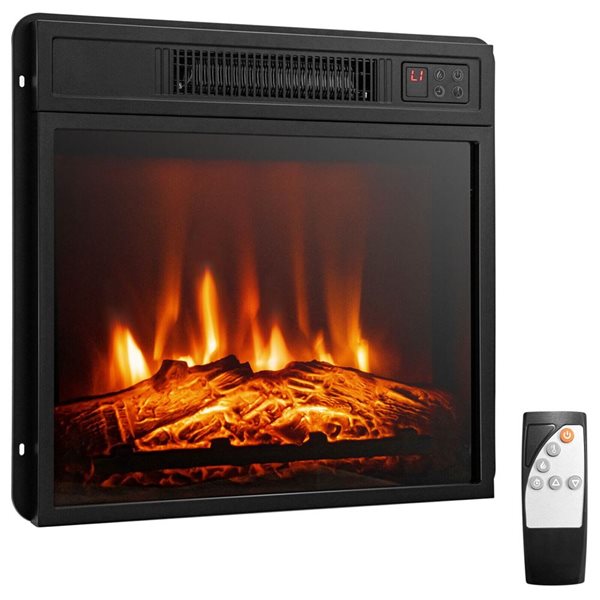 Costway 18-in Black Electric Fireplace Insert with Remote Control and Timer