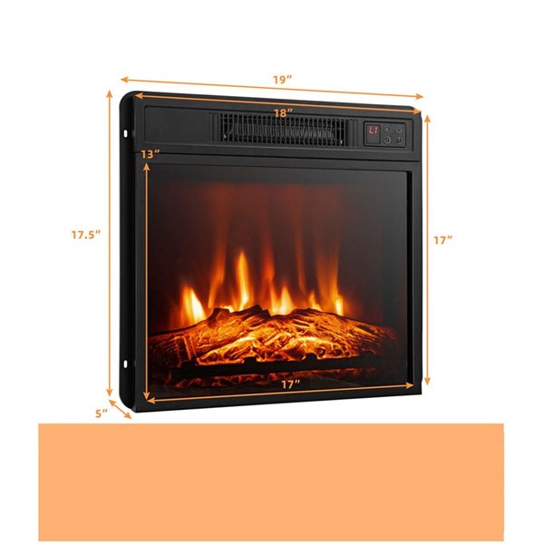 Costway 18-in Black Electric Fireplace Insert with Remote Control and Timer