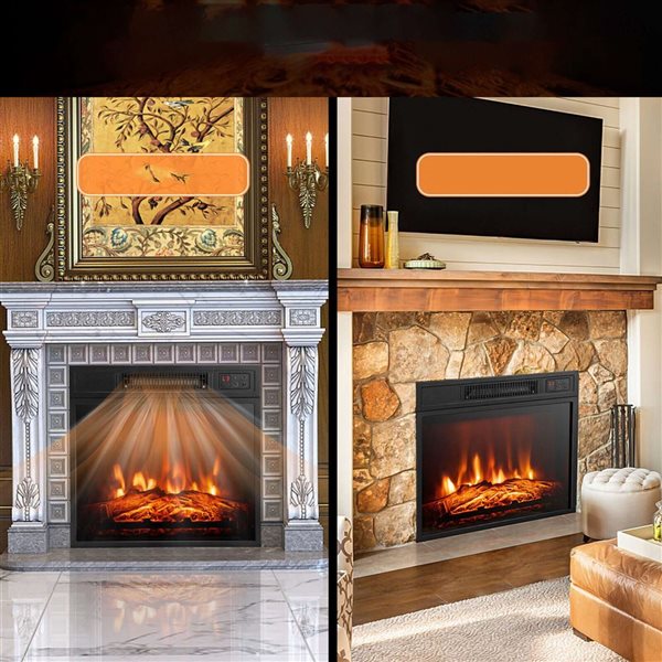Costway 18-in Black Electric Fireplace Insert with Remote Control and Timer