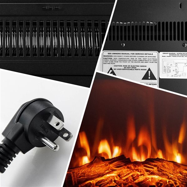 Costway 18-in Black Electric Fireplace Insert with Remote Control and Timer