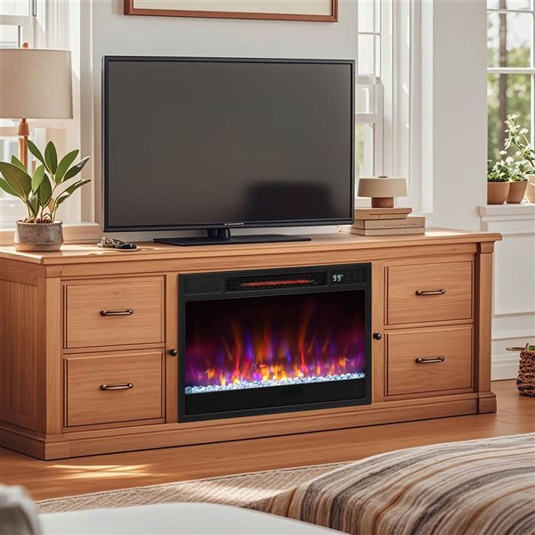 Costway 23-in Black Infrared Quartz Electric Fireplace Insert with Remote Control