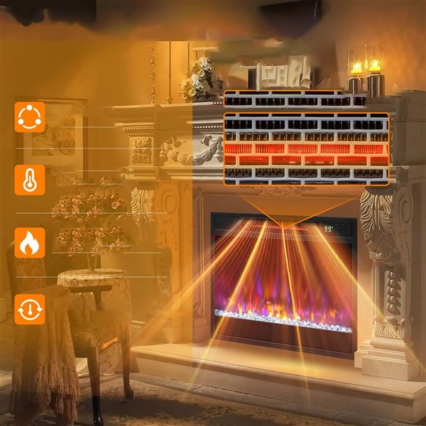 Costway 23-in Black Infrared Quartz Electric Fireplace Insert with Remote Control