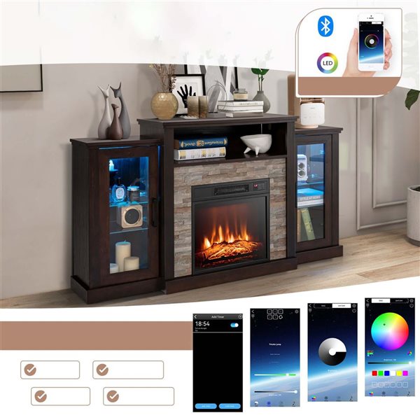 Costway 18-in Dark Brown Electric Fireplace Insert with Remote Control and Timer