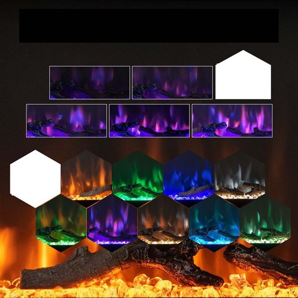 Costway 50-in Black Recessed Wall Mounted Electric Fireplace with Remote Control