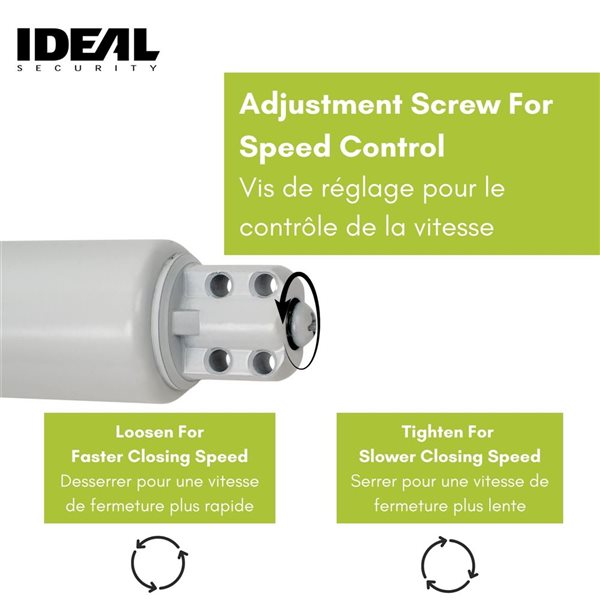 Ideal Security Standard Storm Door Closer w/ Touch-N-Hold - White