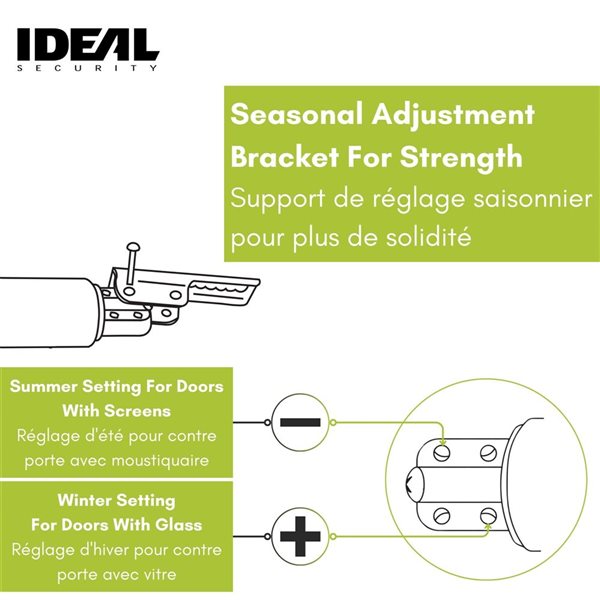 Ideal Security Standard Storm Door Closer w/ Touch-N-Hold - White