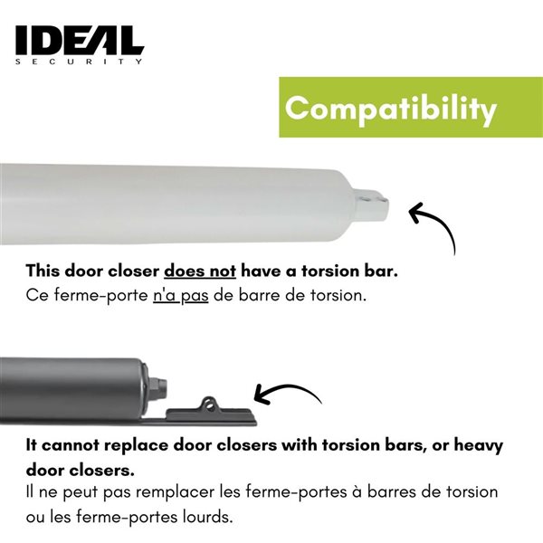 Ideal Security Standard Storm Door Closer w/ Touch-N-Hold - White