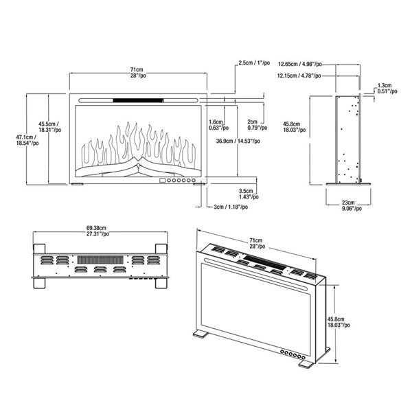 ActiveFlame Essential Built-In Electric Fireplace 28-in