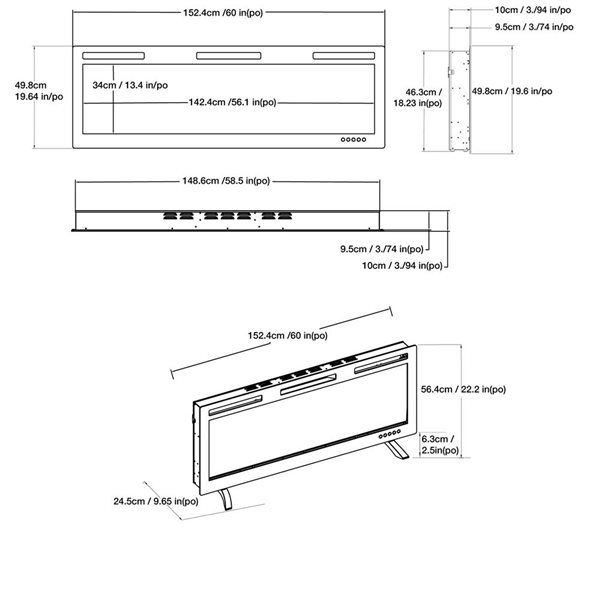 ActiveFlame Mirage 2 Electric Fireplace 60-in
