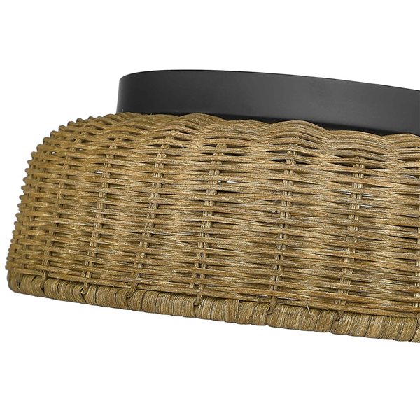 Millennium Lighting 12-in Matte Black/Natural 2-Light Flushmount Ceiling Light