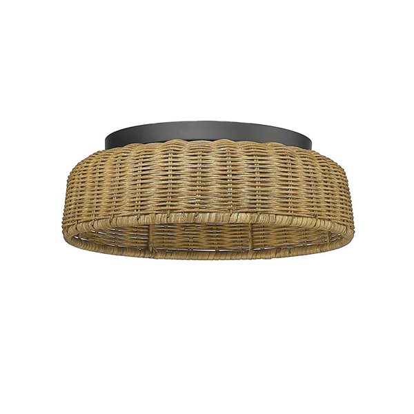 Millennium Lighting 12-in Matte Black/Natural 2-Light Flushmount Ceiling Light