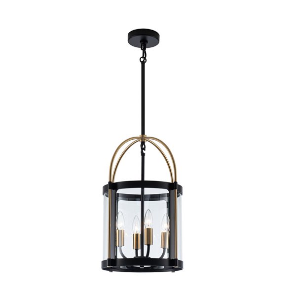 Artcraft Lighting Bonita 13-in Black Brushed Brass 4-Light Pendant Light