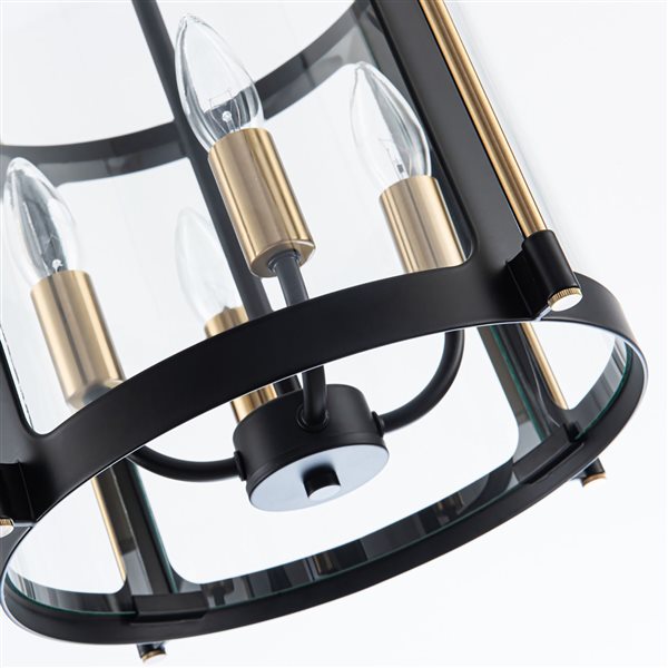 Artcraft Lighting Bonita 13-in Black Brushed Brass 4-Light Pendant Light