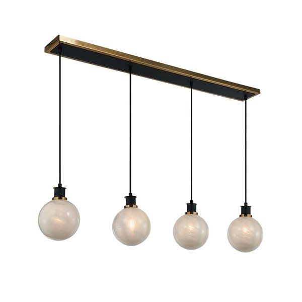 Artcraft Lighting Gem Black Brushed Brass Blizzard Glass 4-Light Island Light