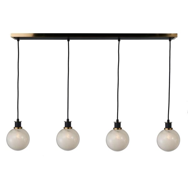 Artcraft Lighting Gem Black Brushed Brass Blizzard Glass 4-Light Island Light