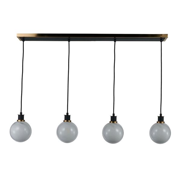 Artcraft Lighting Gem Black Brushed Brass Blizzard Glass 4-Light Island Light