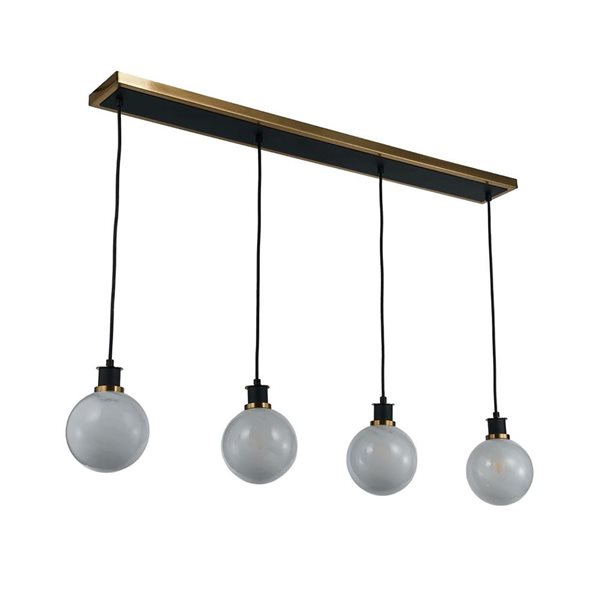 Artcraft Lighting Gem Black Brushed Brass Blizzard Glass 4-Light Island Light
