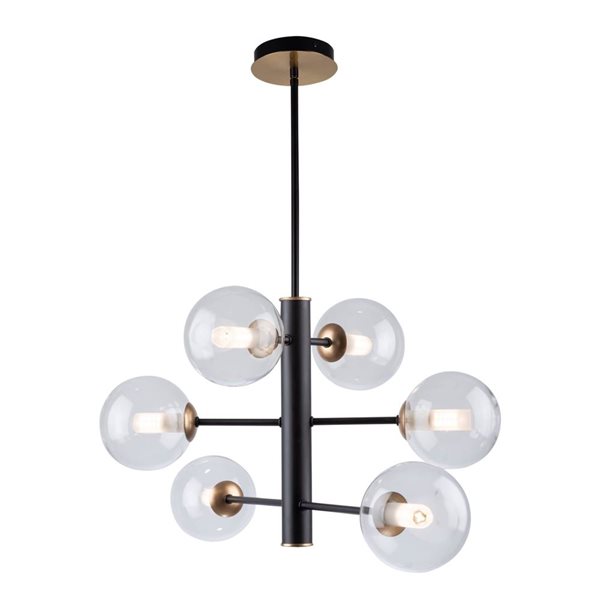 Artcraft Lighting Aurelia 31-in Matte Black Brass 6-Light Chandelier