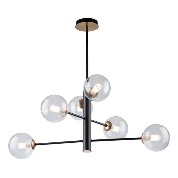 Artcraft Lighting Aurelia 31-in Matte Black Brass 6-Light Chandelier