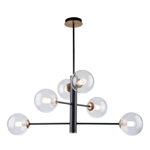 Artcraft Lighting Aurelia 31-in Matte Black Brass 6-Light Chandelier