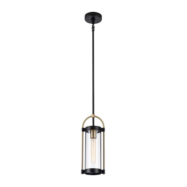 Artcraft Lighting Bonita 6-in Black Brushed Brass 1-Light Pendant Light