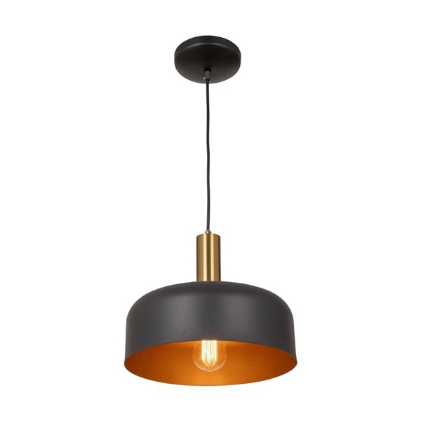 Artcraft Lighting Orsa Black Brushed Brass 1-Light Pendant Light