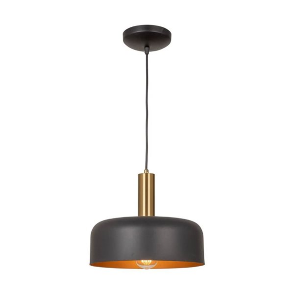 Artcraft Lighting Orsa Black Brushed Brass 1-Light Pendant Light