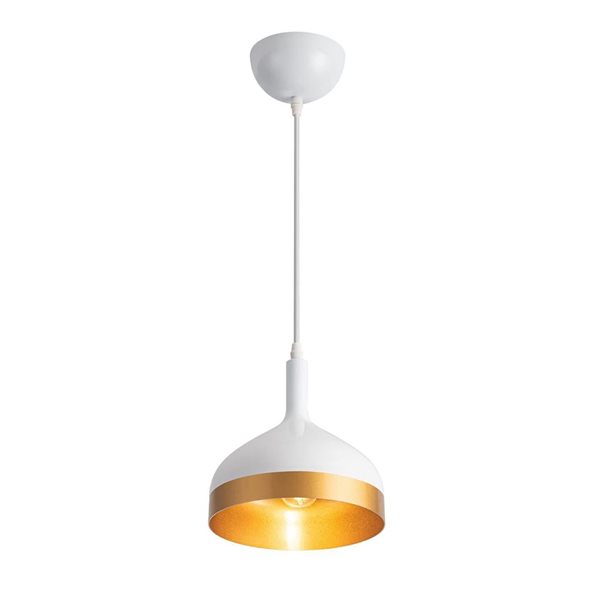 Artcraft Lighting Dash 8-in White Gold 1-Light Pendant Light