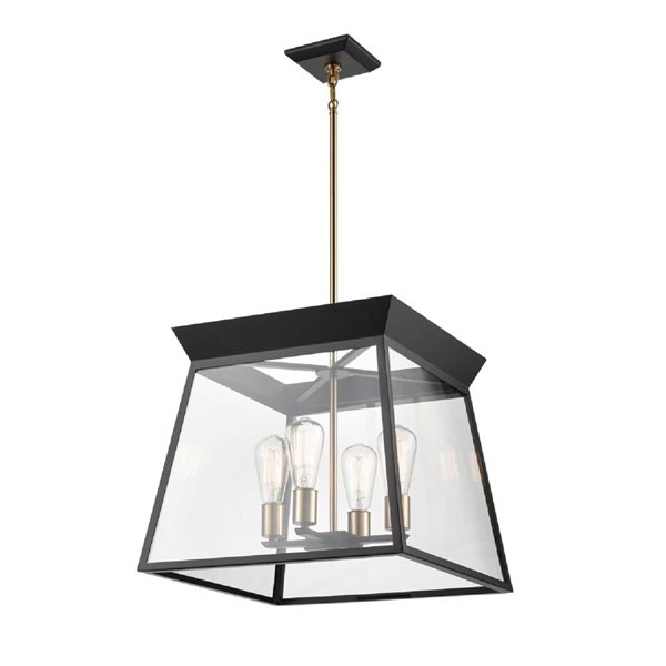 Artcraft Lighting Lucian 18-in Black Brushed Brass 4-Light Chandelier