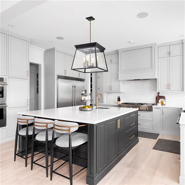 Artcraft Lighting Lucian 18-in Black Brushed Brass 4-Light Chandelier