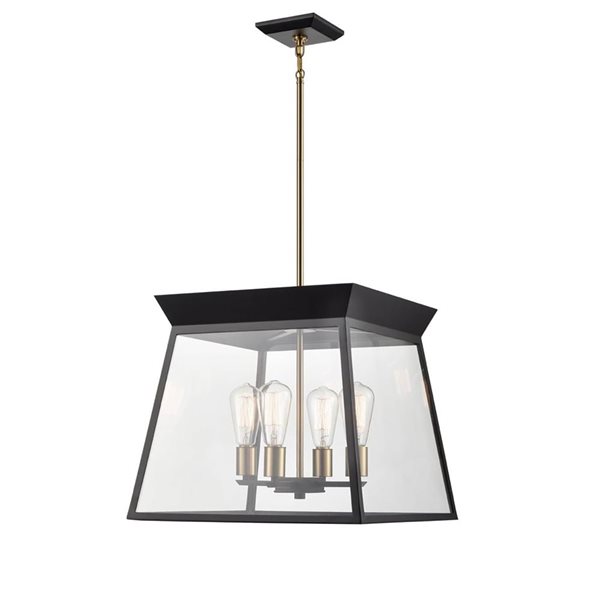 Artcraft Lighting Lucian 18-in Black Brushed Brass 4-Light Chandelier