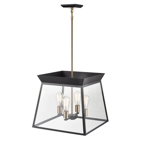 Artcraft Lighting Lucian 18-in Black Brushed Brass 4-Light Chandelier