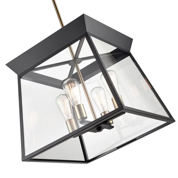 Artcraft Lighting Lucian 18-in Black Brushed Brass 4-Light Chandelier