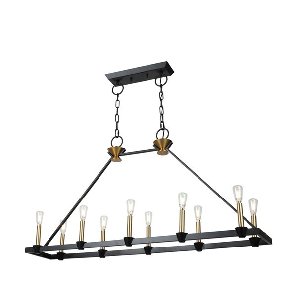 Artcraft Lighting Notting Hill Black Brushed Brass 10-Light Island Light