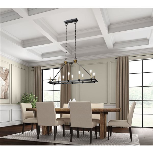 Artcraft Lighting Notting Hill Black Brushed Brass 10-Light Island Light