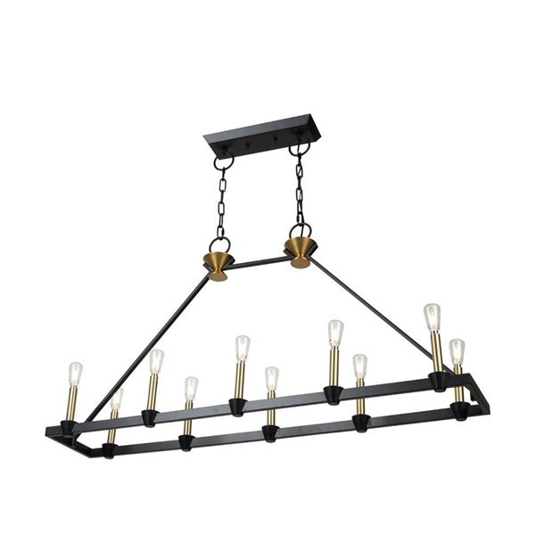 Artcraft Lighting Notting Hill Black Brushed Brass 10-Light Island Light