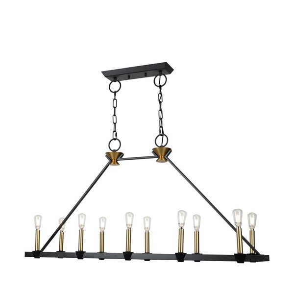 Artcraft Lighting Notting Hill Black Brushed Brass 10-Light Island Light