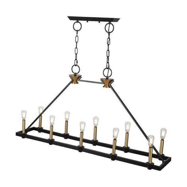 Artcraft Lighting Notting Hill Black Brushed Brass 10-Light Island Light
