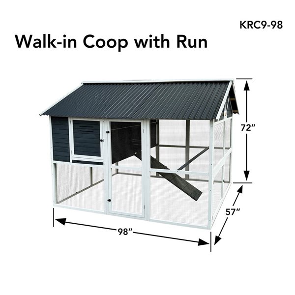 KennelMaster Walk-in Coop 98 x 57 x 72-in w/ Run