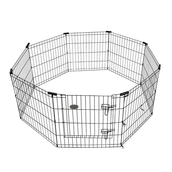 KennelMaster 8-Panel 30 x 24-in Exercise Playpen w/ Gate - Black