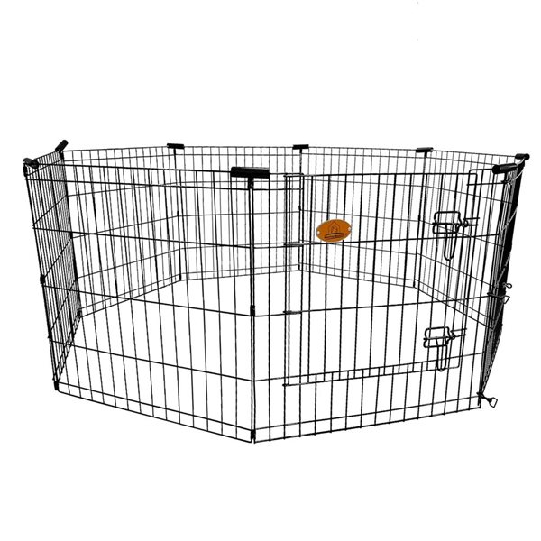 KennelMaster 8-Panel 30 x 24-in Exercise Playpen w/ Gate - Black