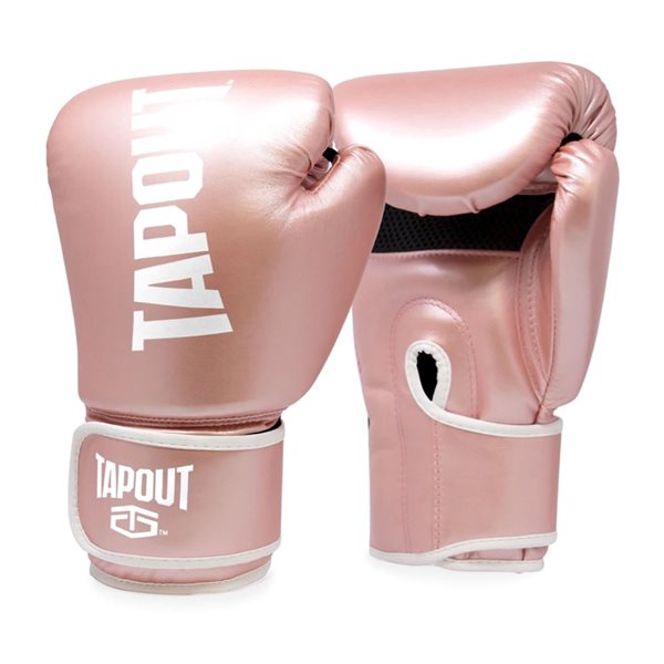 Tapout 10 oz Pink/White Womens Boxing Gloves with Adjustable Hook and Loop Closure