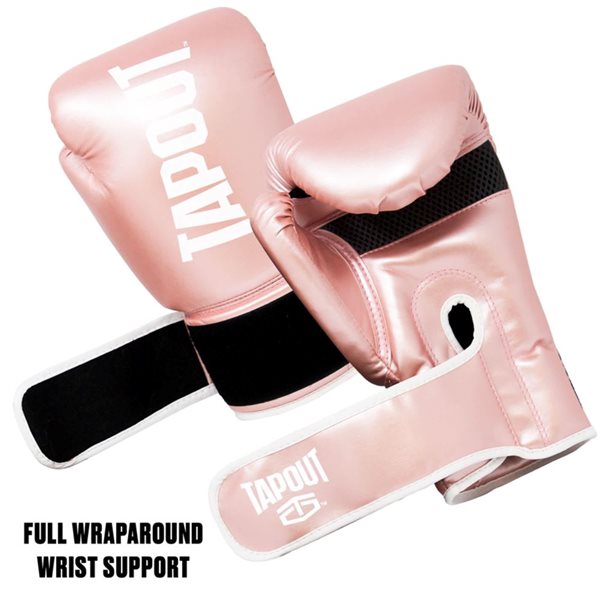 Tapout 10 oz Pink/White Womens Boxing Gloves with Adjustable Hook and Loop Closure