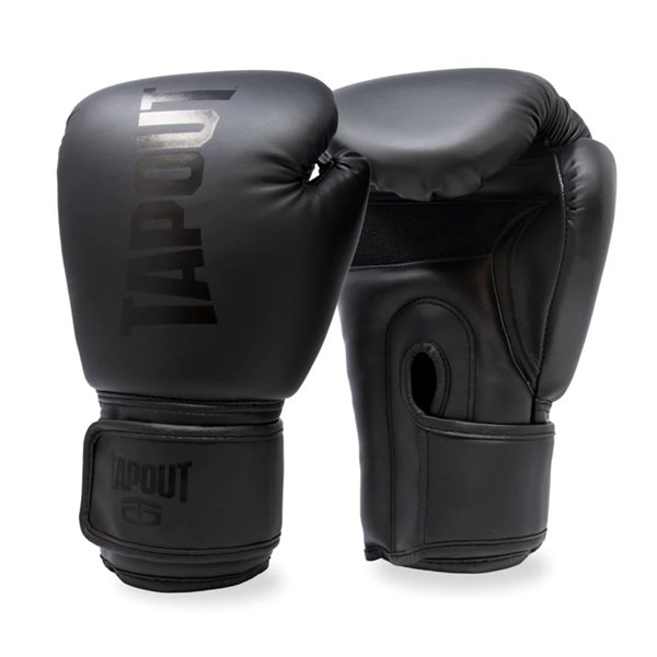 Tapout 14 oz Black Boxing Gloves with Adjustable Hook and Loop Closure