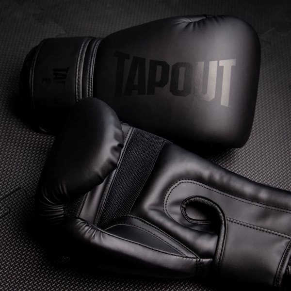 Tapout 14 oz Black Boxing Gloves with Adjustable Hook and Loop Closure