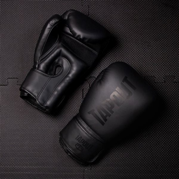 Tapout 14 oz Black Boxing Gloves with Adjustable Hook and Loop Closure